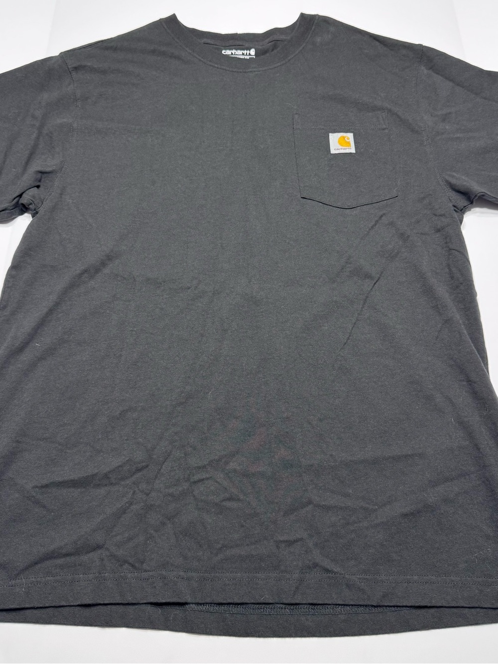 Carhartt Black Short Sleeve Pocket Tee with Yellow Logo Patch